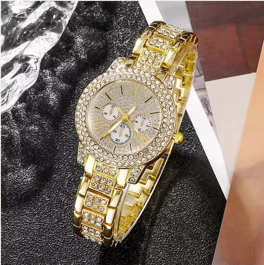 Gold-Tone Quartz Watch and Jewelry Set