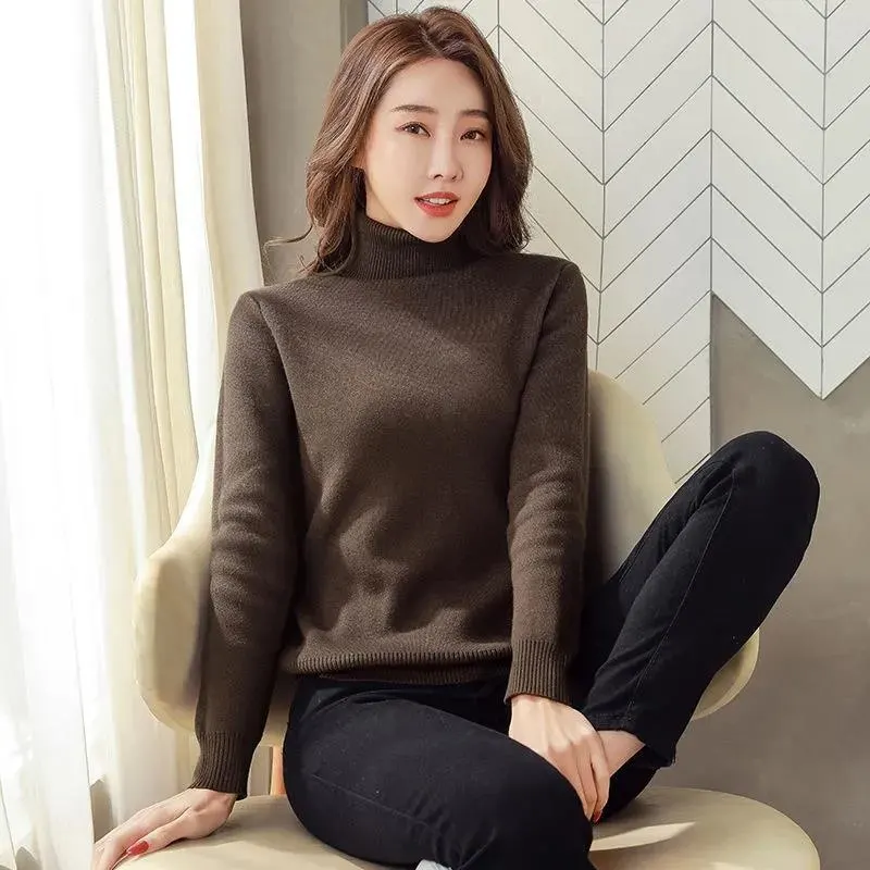 Fleece Turtleneck Knit Sweater