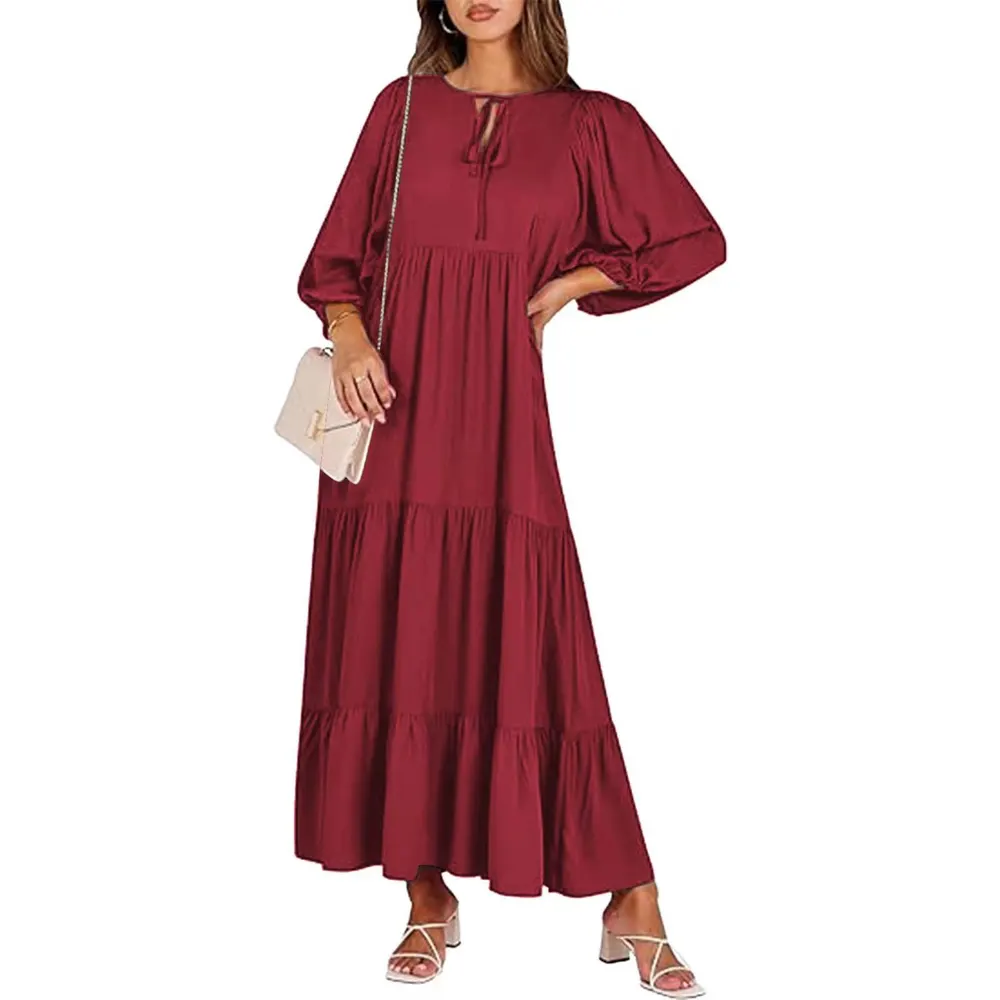Floral Print V-Neck Long Dress