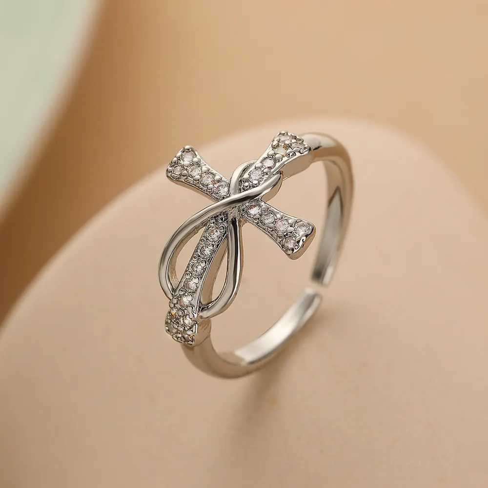 Adjustable Copper Cross Motif Ring