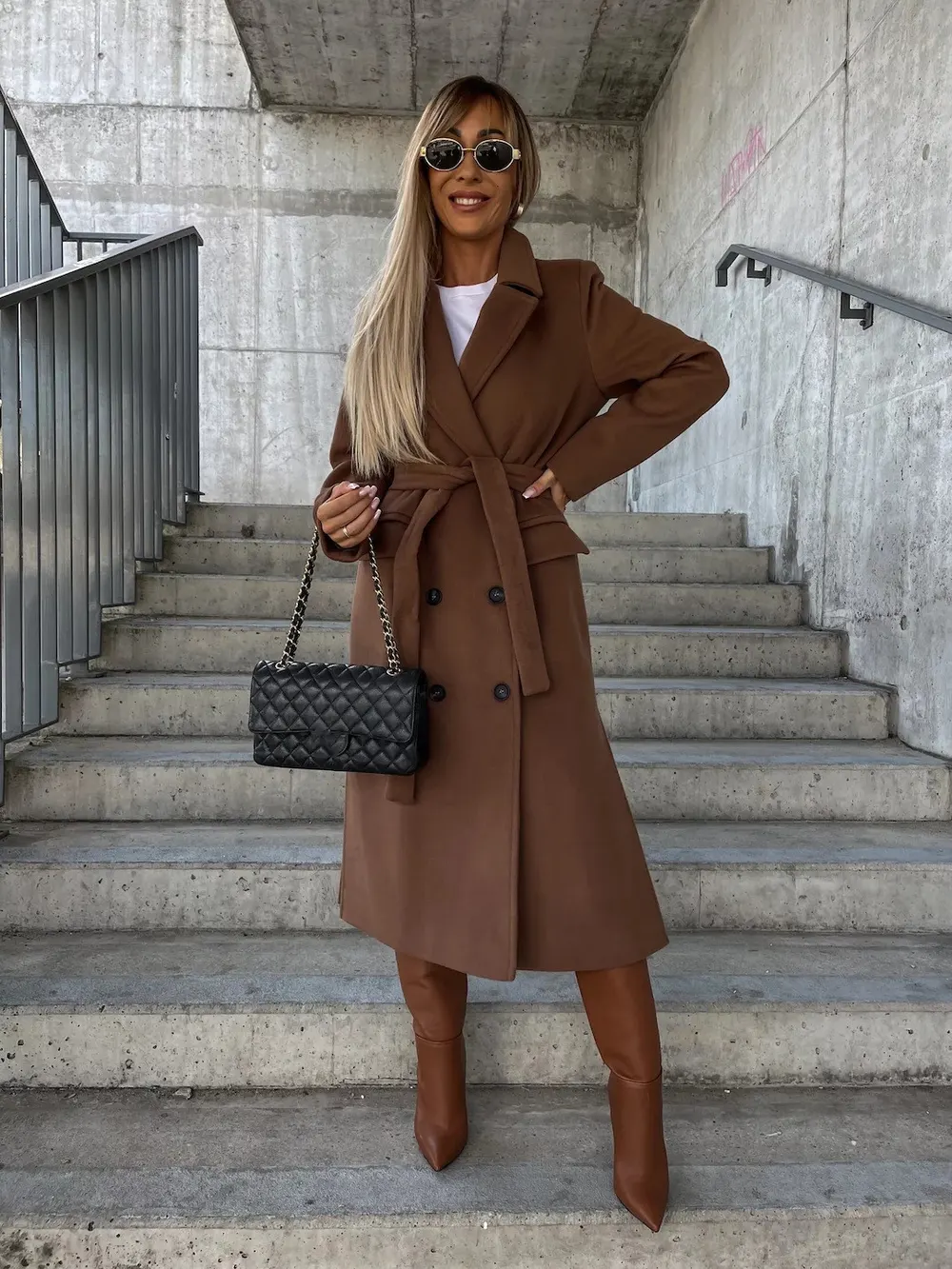 Double-Breasted Belted Longline Jacket