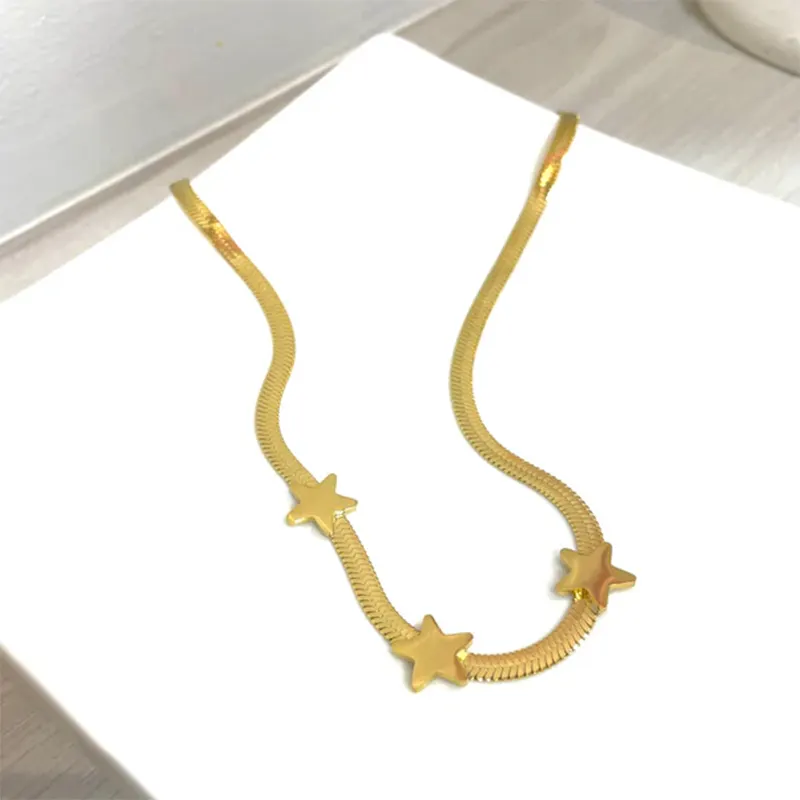 Gold-Plated Star Pendant Snake Chain Necklace