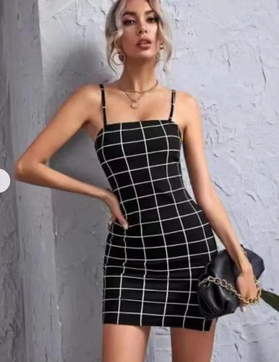 Retro Plaid Bodycon Mini Dress