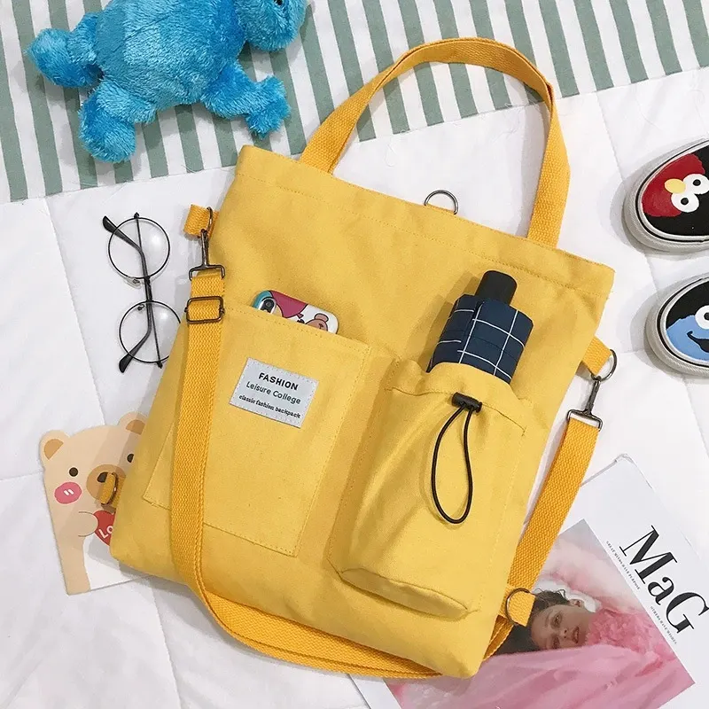 Canvas Preppy Backpack with Letter Print