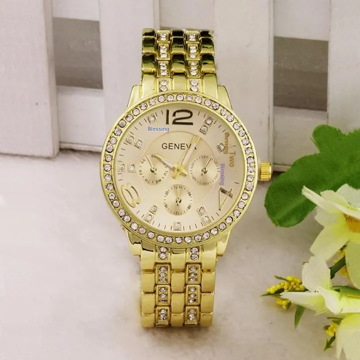Rhinestone-Set Quartz Wrist Watch
