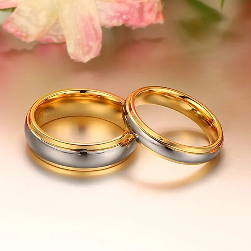 Tungsten Steel Couple Gold Ring