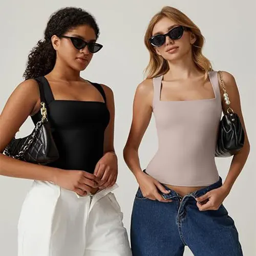 Square-Neck Slim Fit Tank Vest