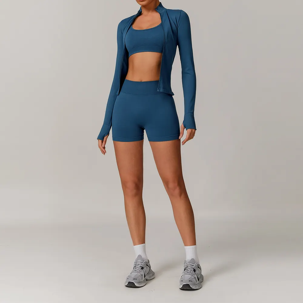 Quick-Dry Knit Sports Bra and Shorts Set