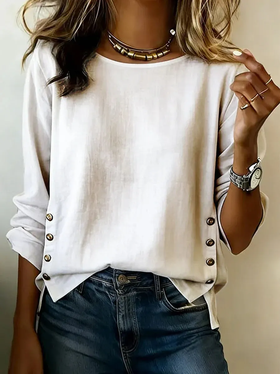 Linen Round Neck Short Sleeve Top