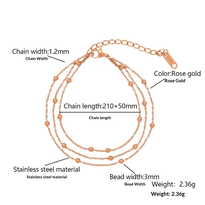 Multi-Layer Metal Bead Anklet