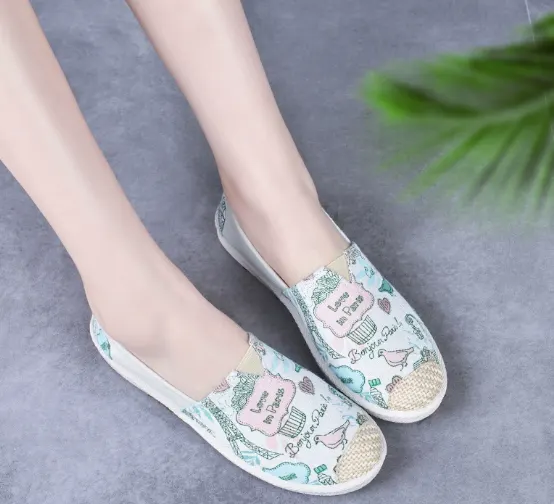 Ethnic Print Canvas Slip-On Sneakers