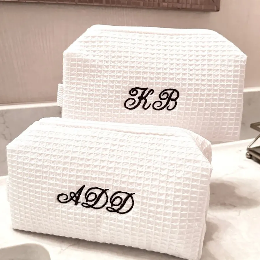 Roomy White Handheld Makeup Pouch