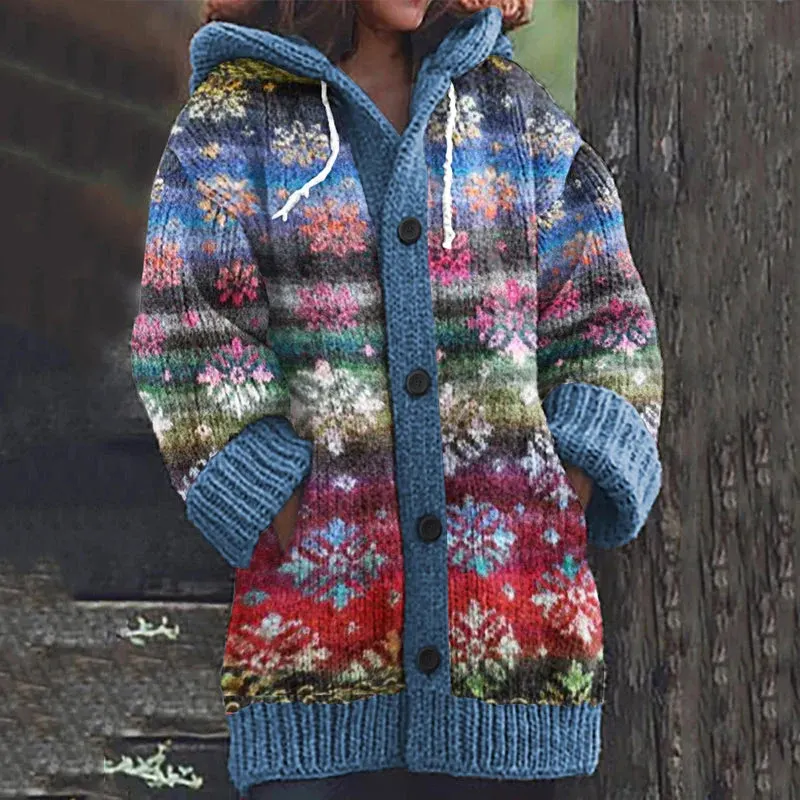 Hooded Cape Cardigan Sweater