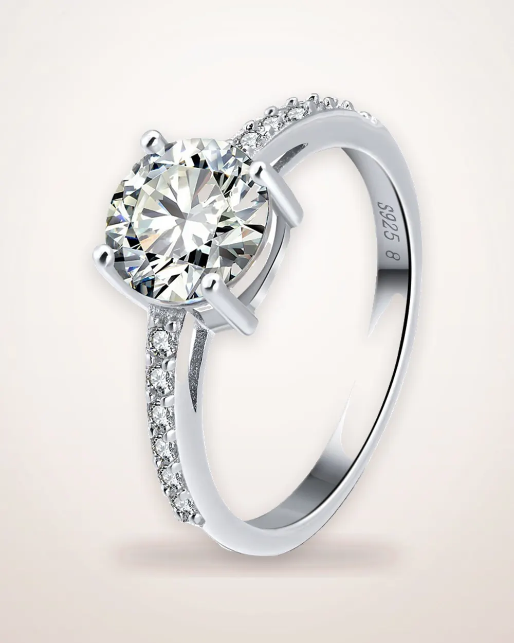 Sterling Silver Crown Ring with Zircon