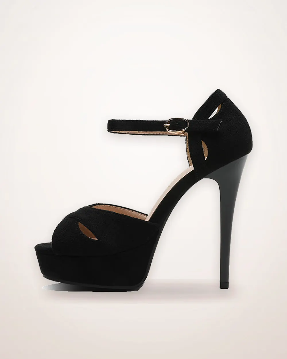 Suede Peep-Toe Platform Stiletto Sandal