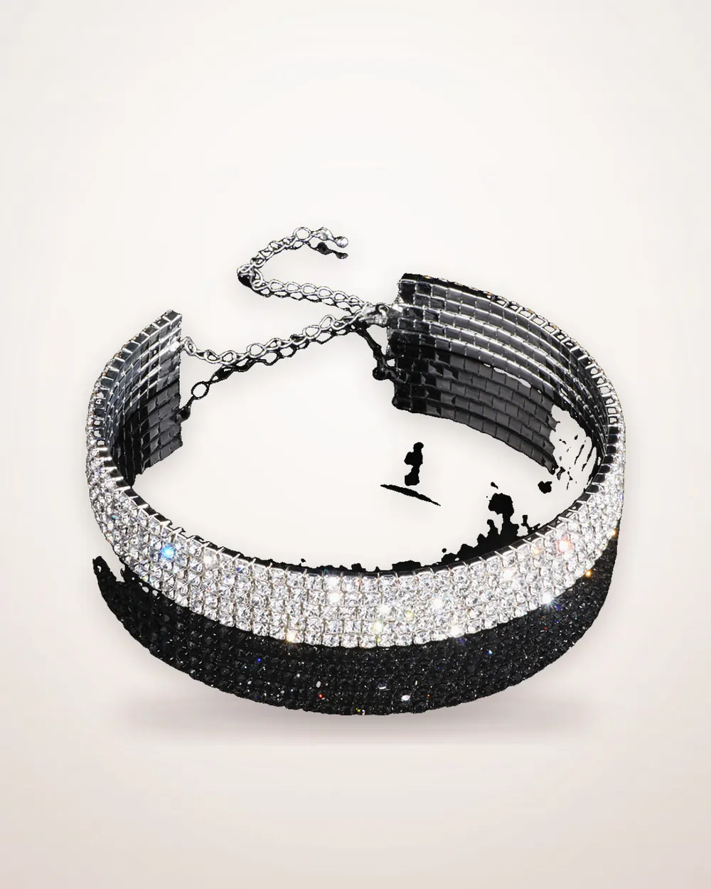 Rhinestone Braided Choker, Bracelet and Earring Set