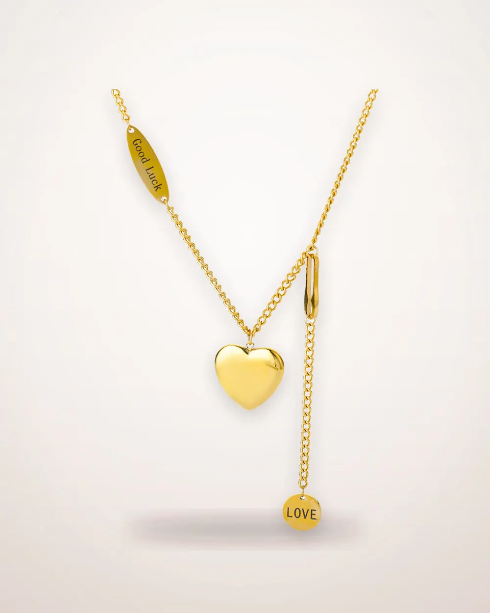 Layered Heart and Moon Necklace