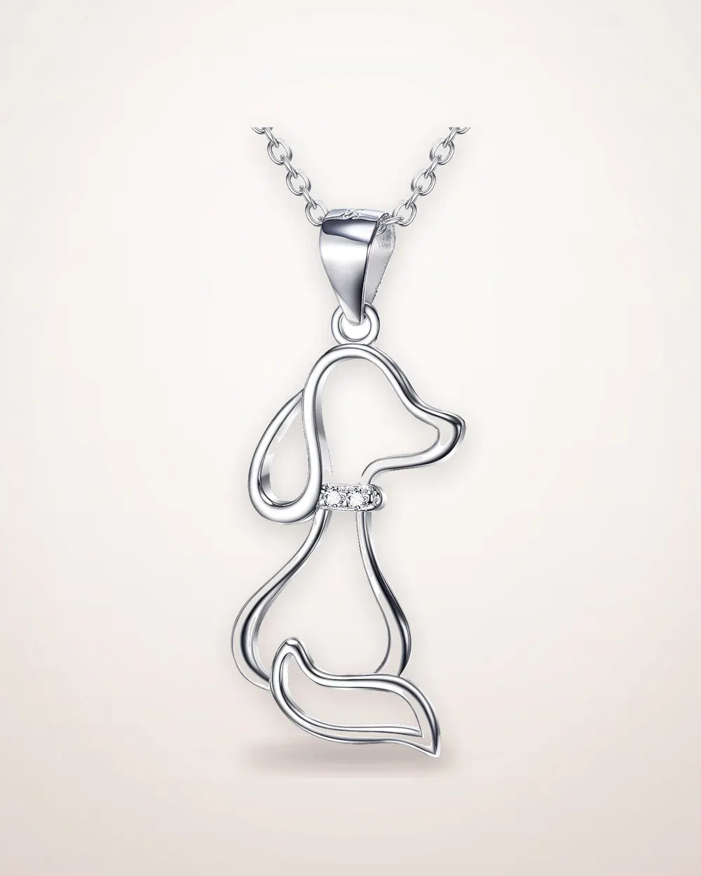 925 Sterling Silver Dog Pendant Necklace