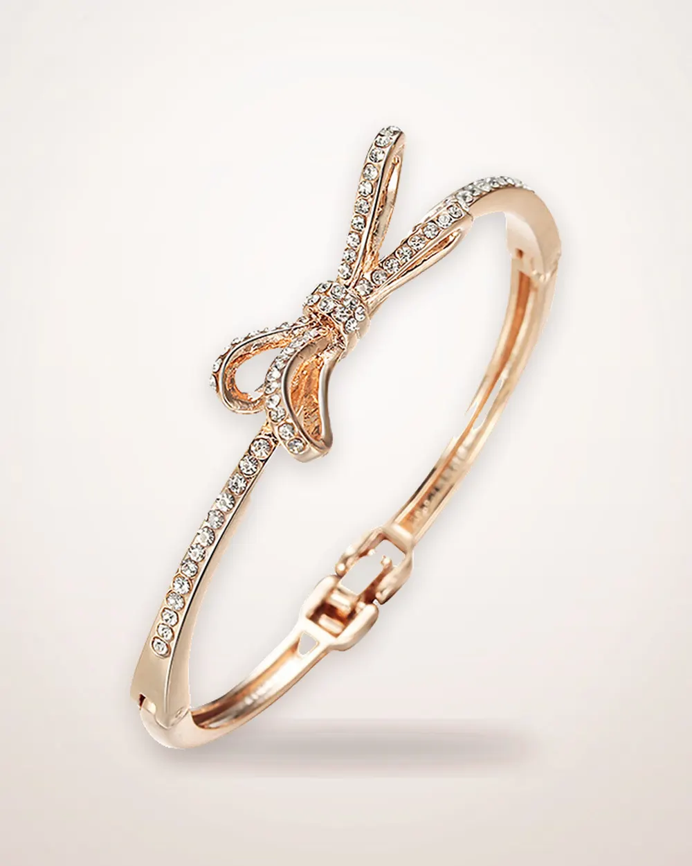 Rose Gold Bow Bracelet with Sparkling Stones