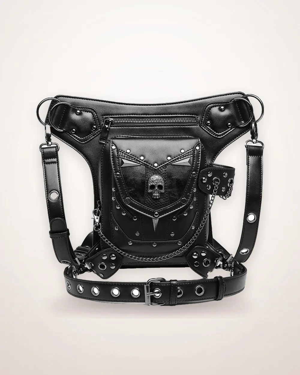 Skull Chain Structured Crossbody Bag