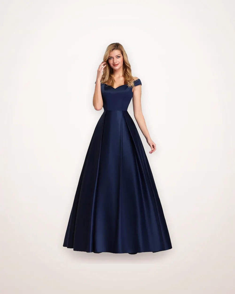 Satin V-Neck High-Waist Gown