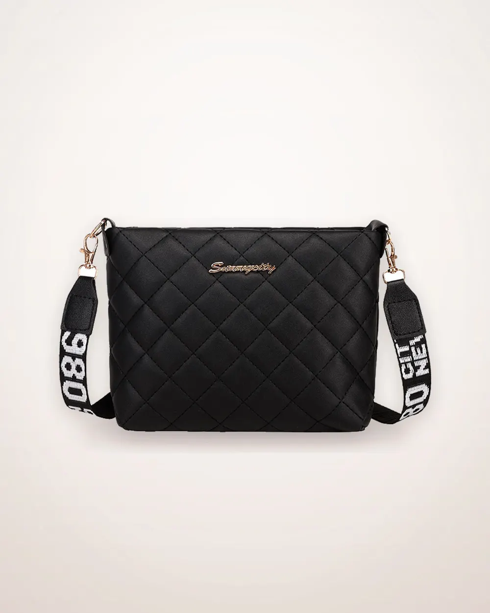 Diamond-Stitched Chain Crossbody Bag