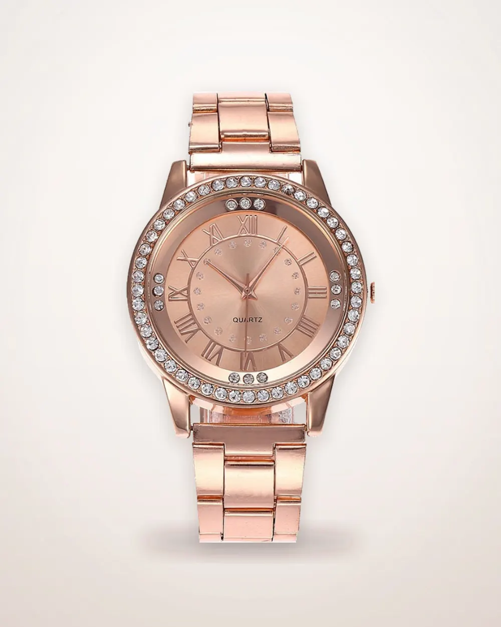Rhinestone Round Dial Quartz Watch