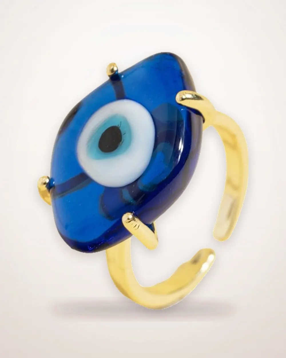 Blue Devil's Eye Adjustable Open Ring