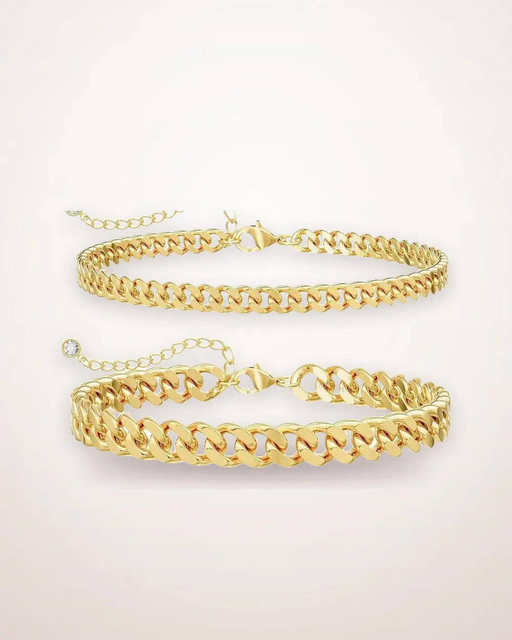 Stainless Steel Cuban Chain Anklet Set