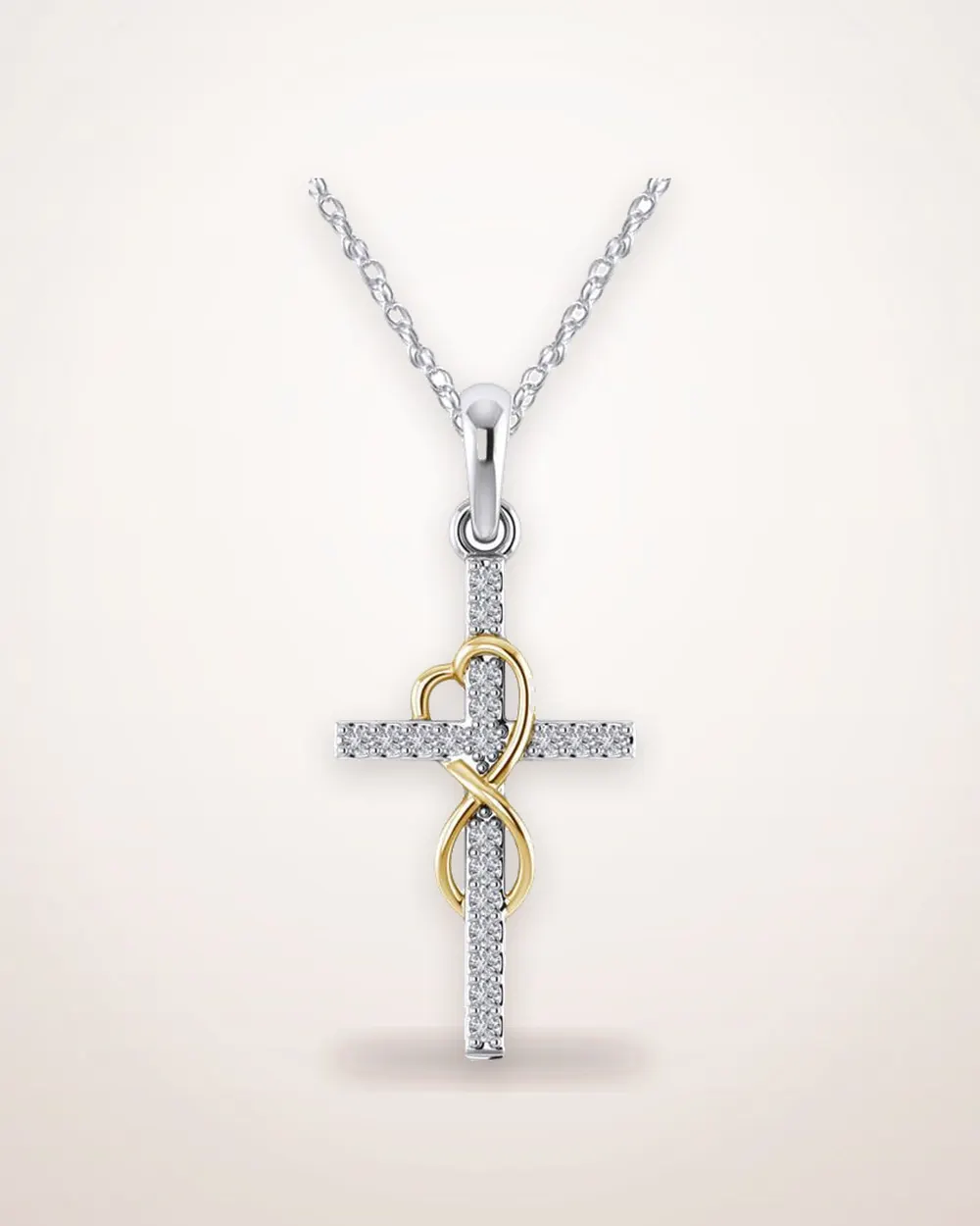Gold-Tone Diamond Cross Pendant Necklace