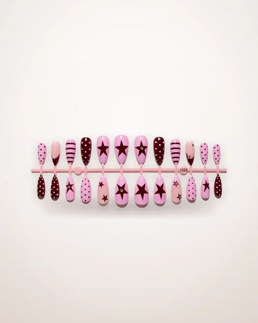 Pink Star and Polka Dot Press-On Nails