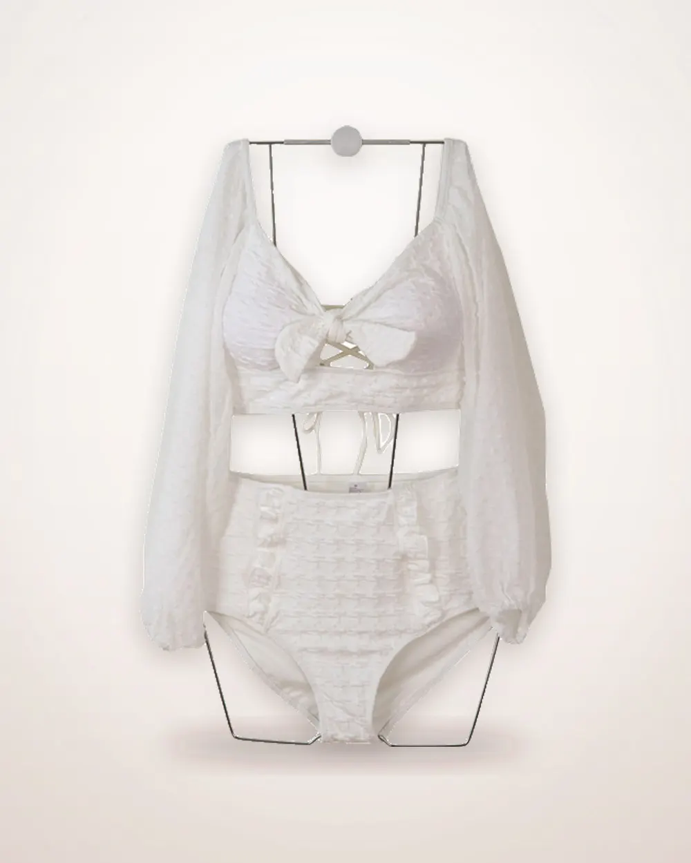 Lace Long-Sleeve Underwire Bikini Set