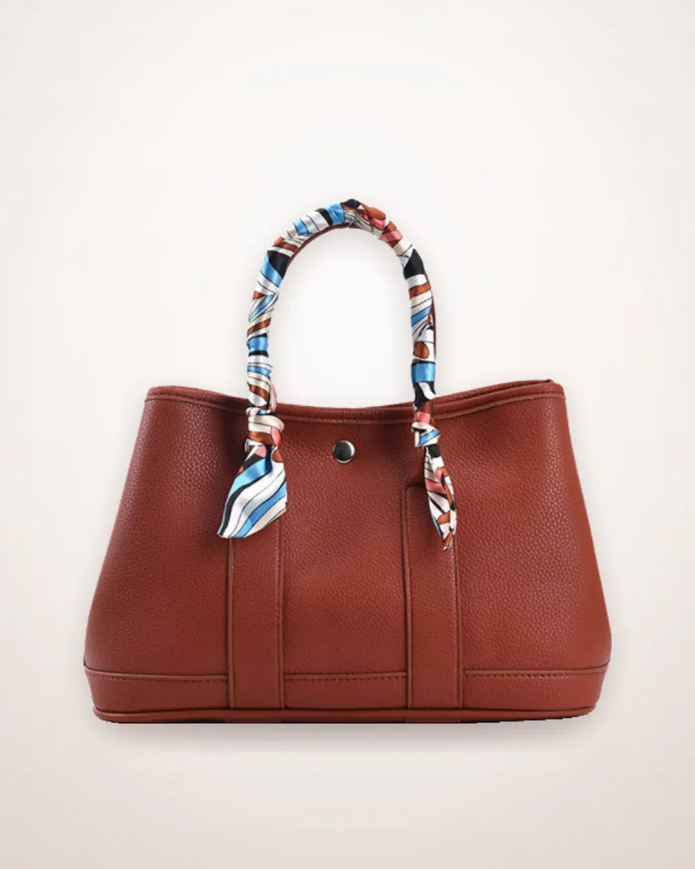 Scarf-Tied PU Crossbody Tote Bag