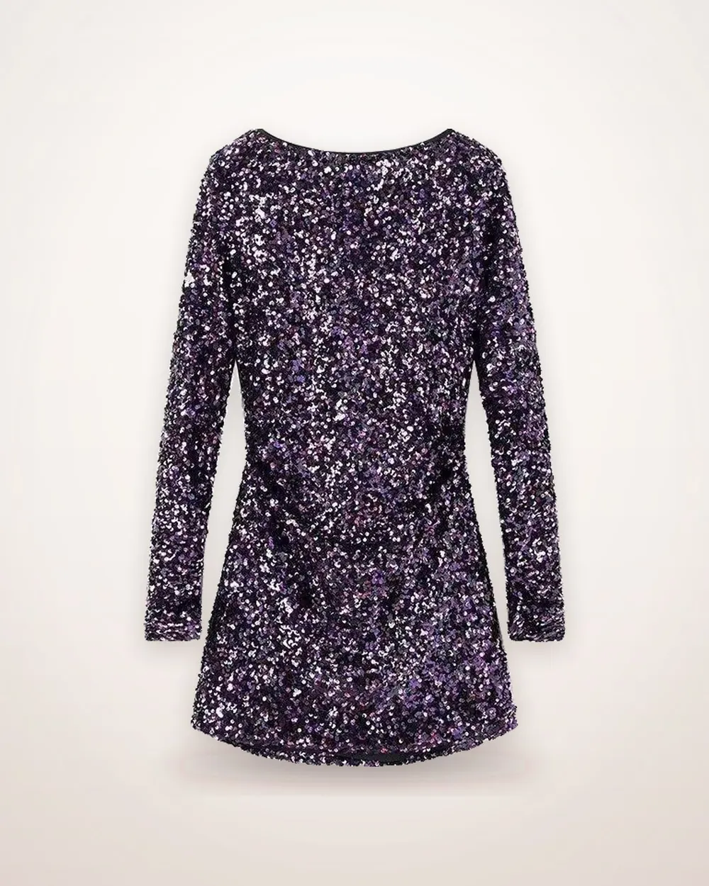 Sequined Backless Long Sleeve Dress