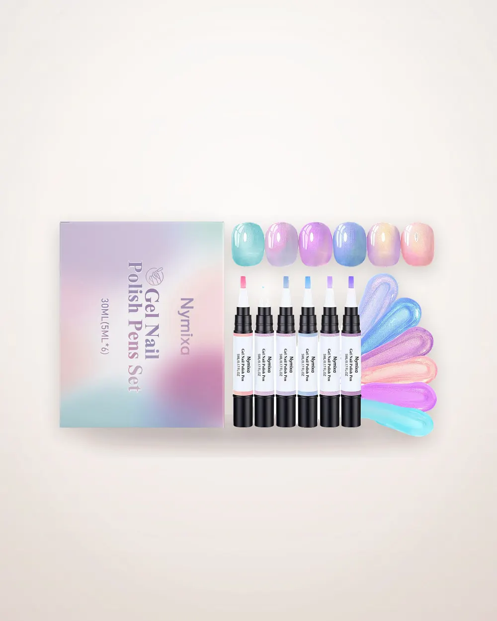 UV Gel Nail Polish Pen Set, 6 Pieces