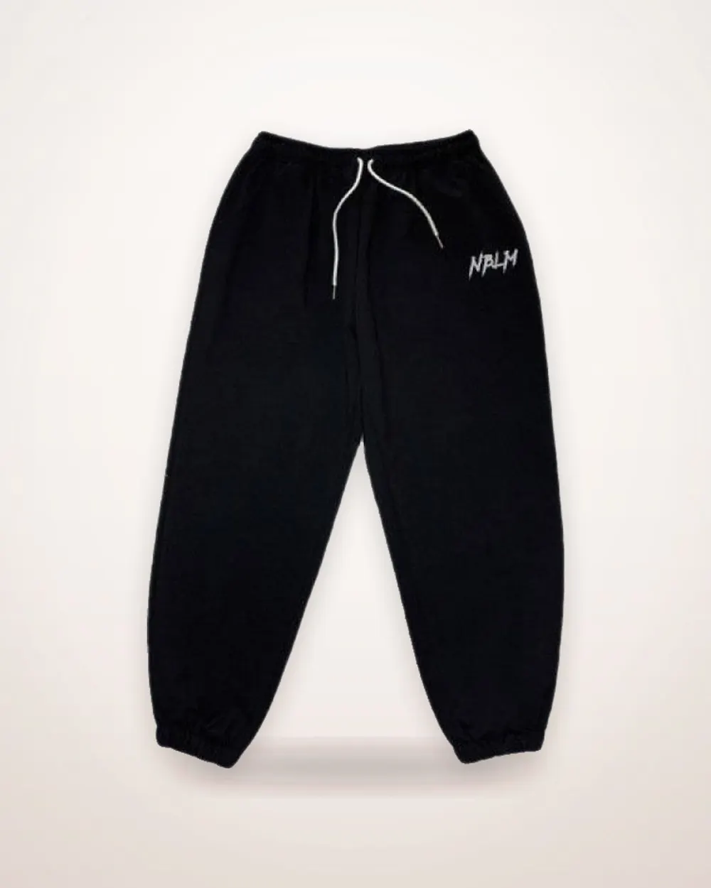 Black Drawstring Cuffed Cotton Sweatpants