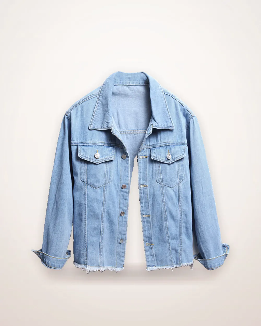 Loose Frayed Cropped Denim Jacket
