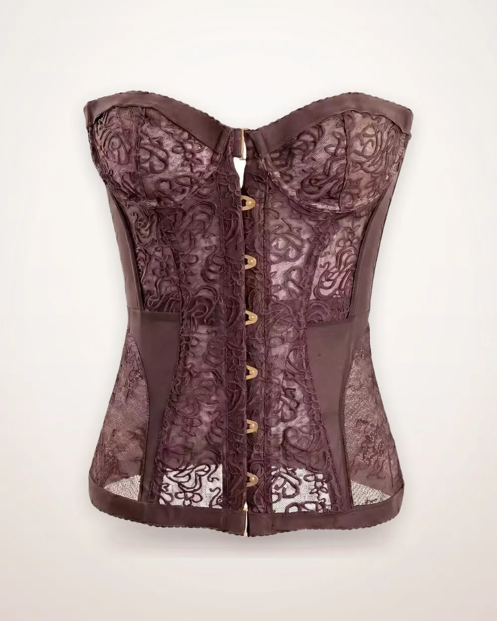 Coffee Lace Off-Shoulder Corset Top