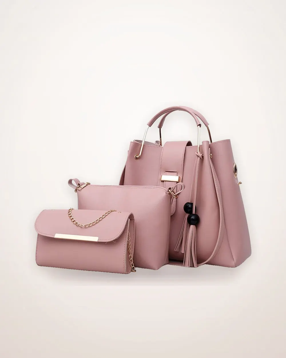 3-Piece Tassel Tote and Shoulder Bag Set