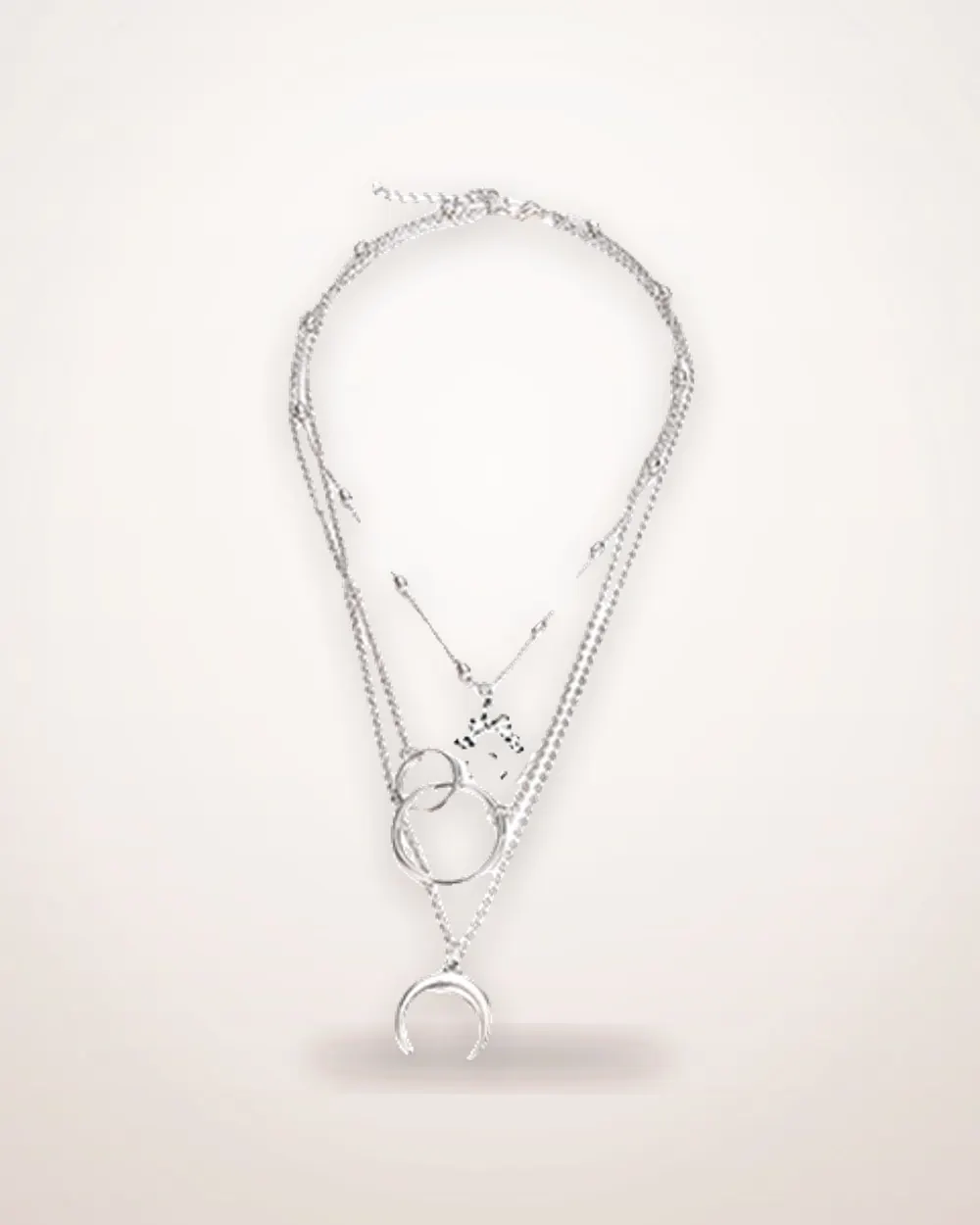 Layered Moon Map Necklace and Ring Set