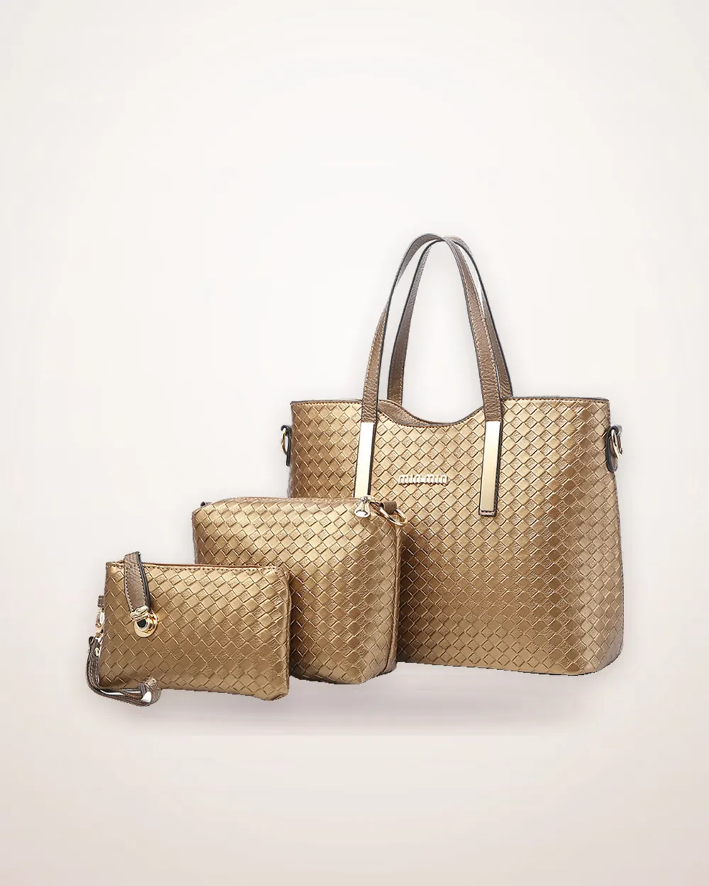 Graduated Three-Piece PU Handbag Set