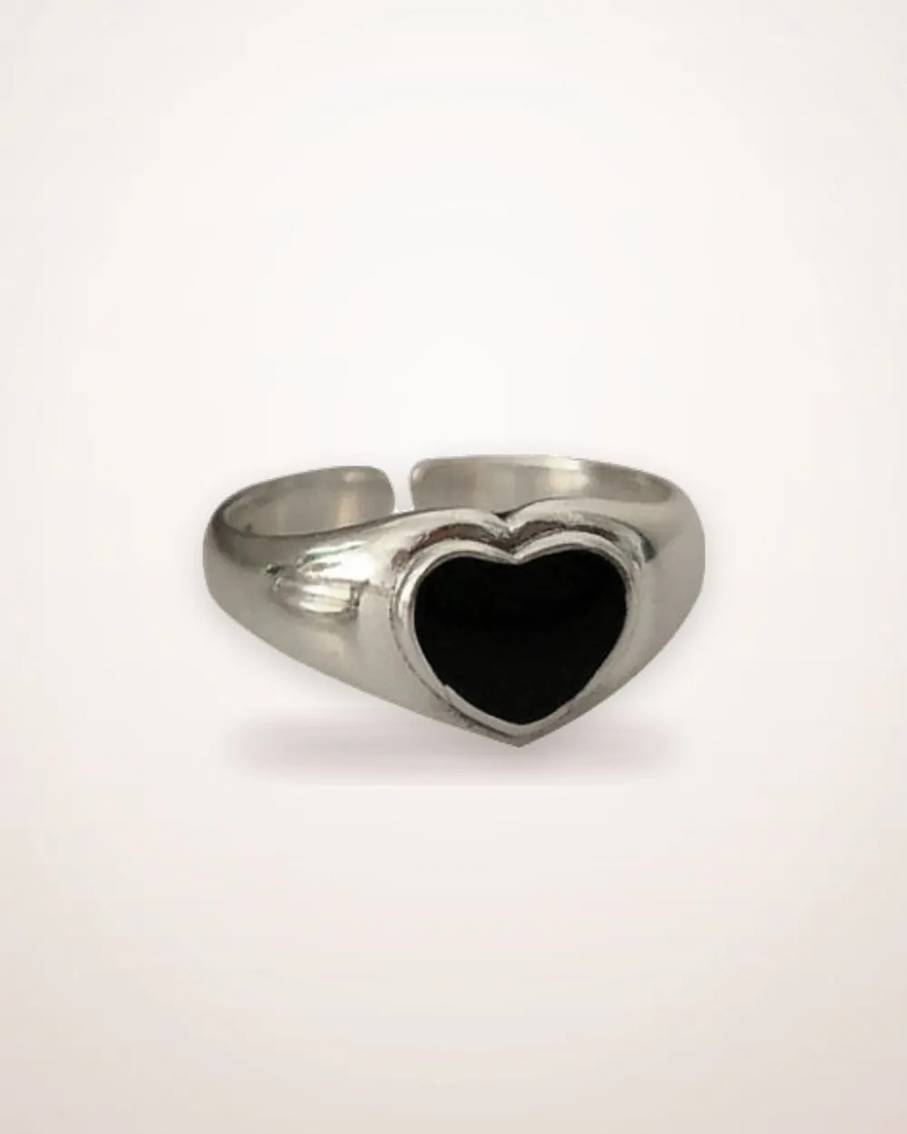Silver Plated Heart Dollar Smile Ring