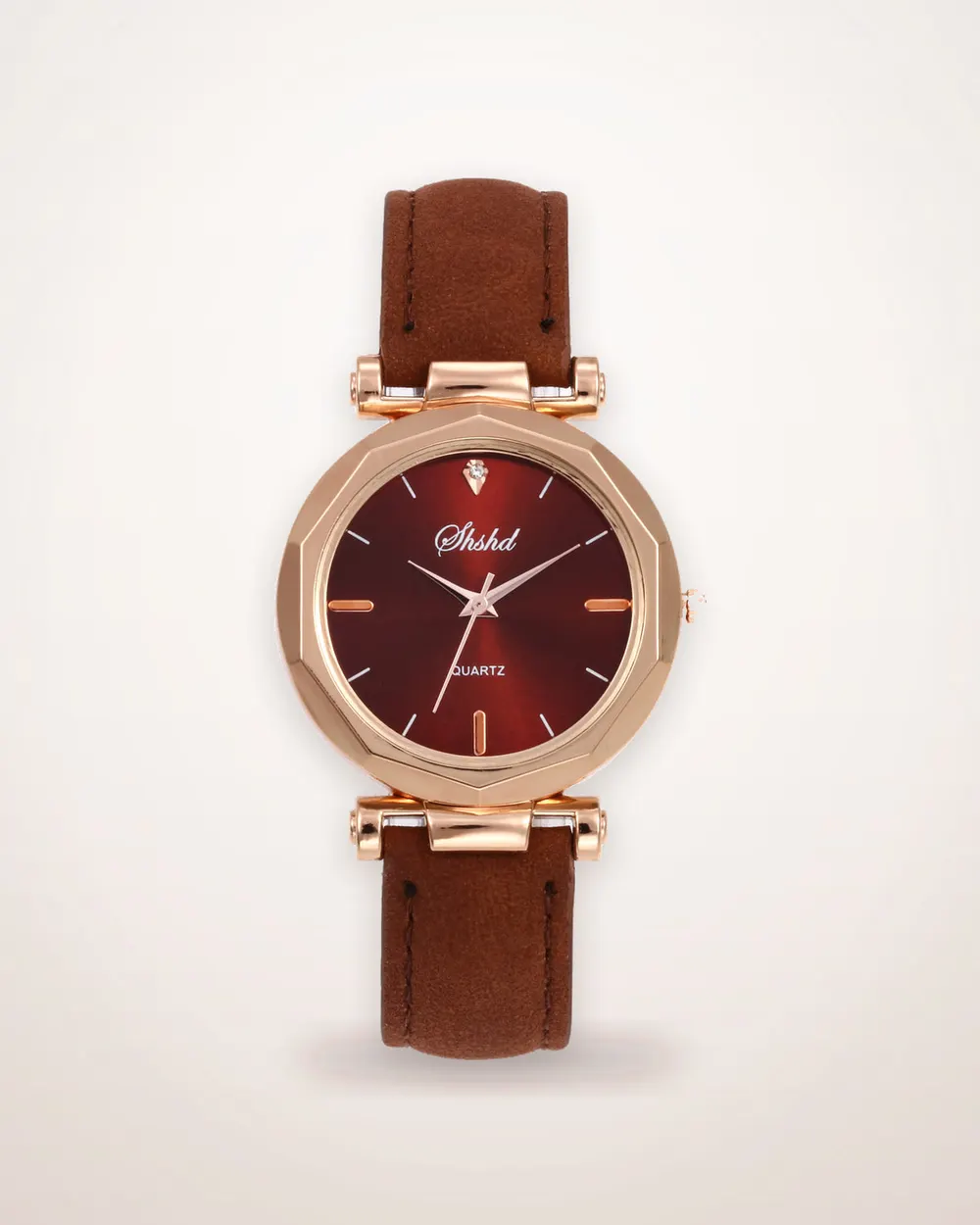 Round Analog Watch with PU Strap