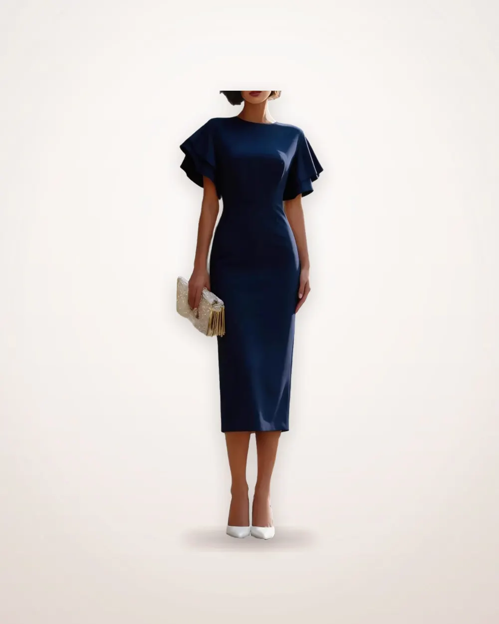 Ruffled Sleeve Bodycon Midi Dress