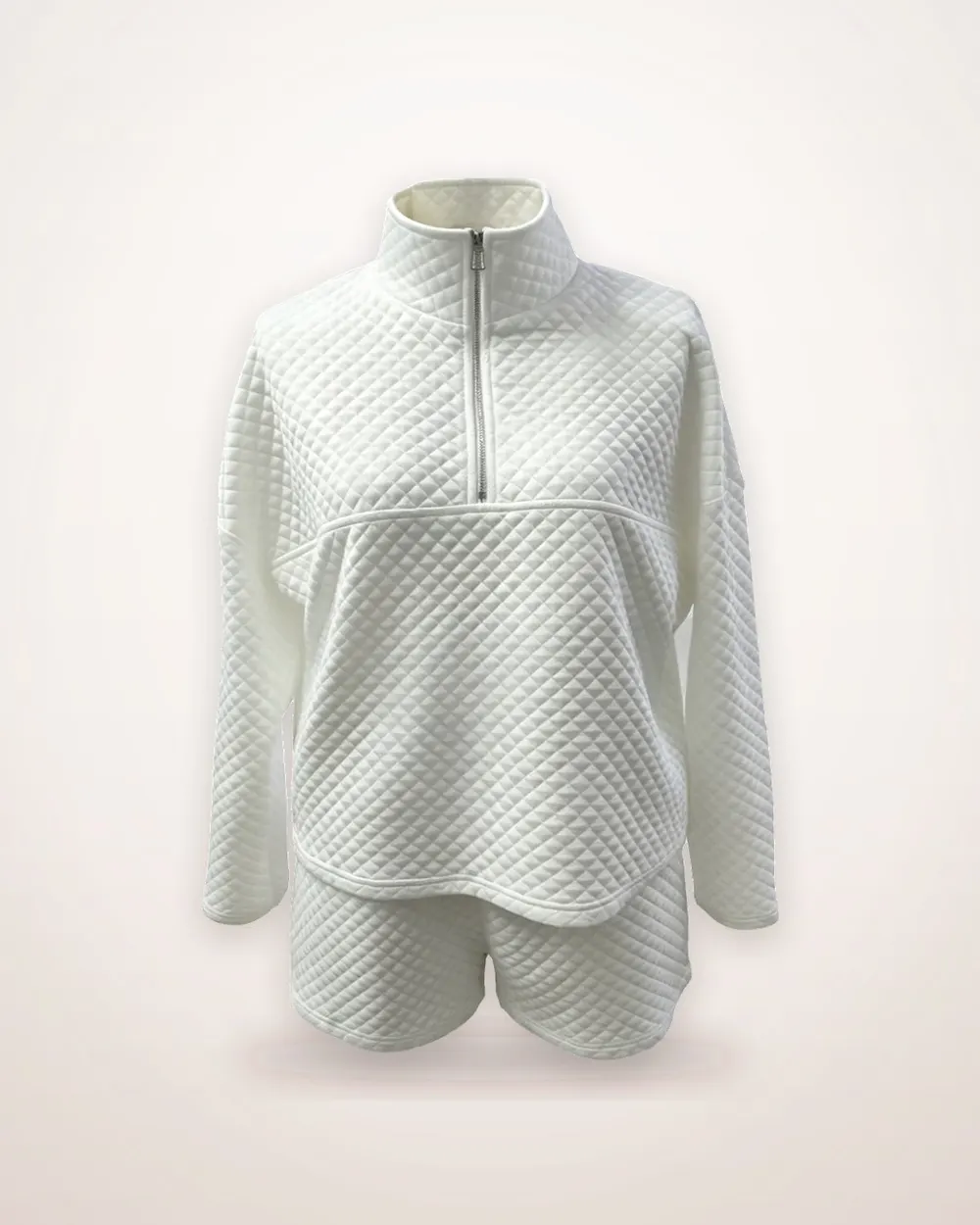Diamond Quilted Half Zip Lounge Set