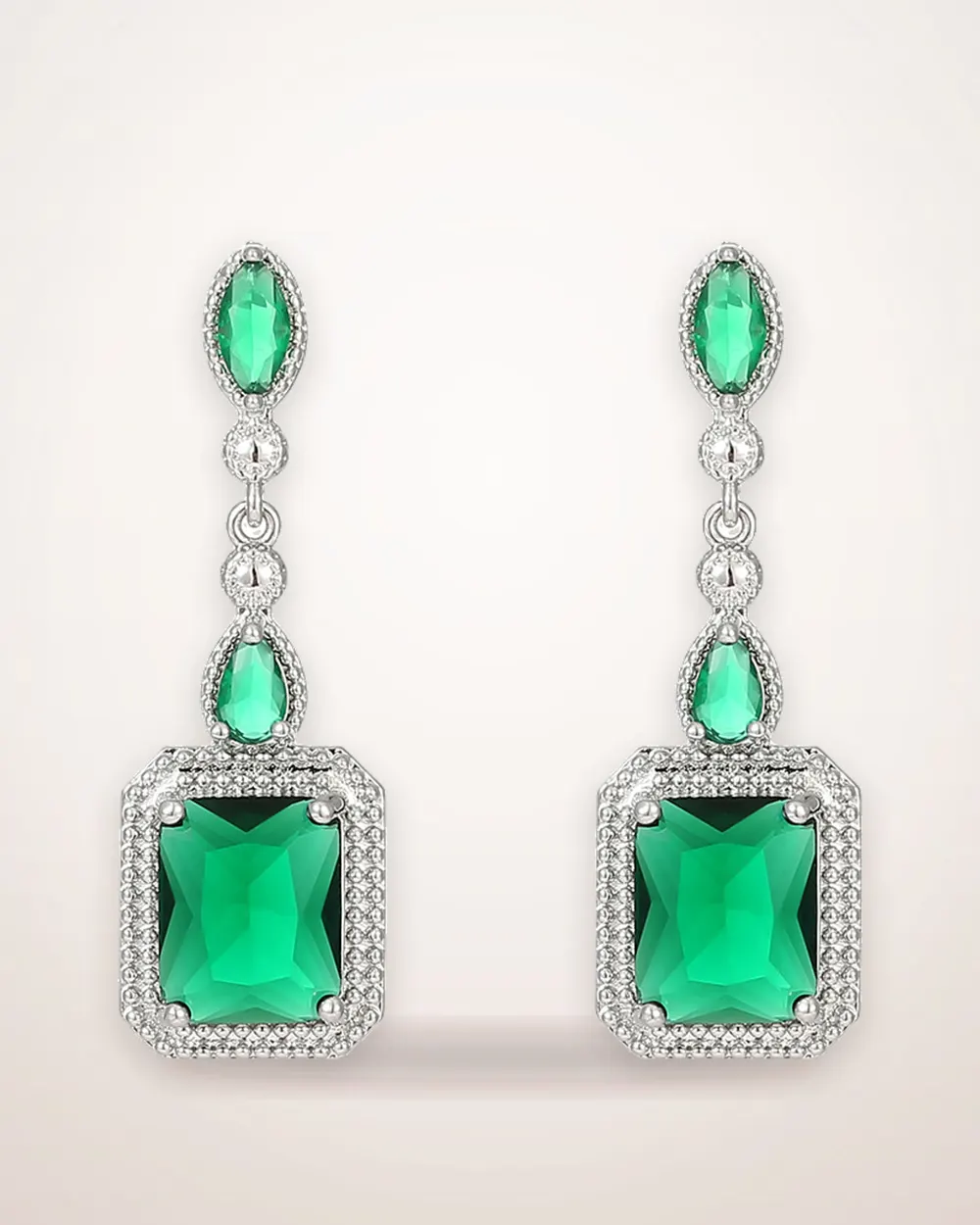 Copper-Jade Quadrilateral Earrings