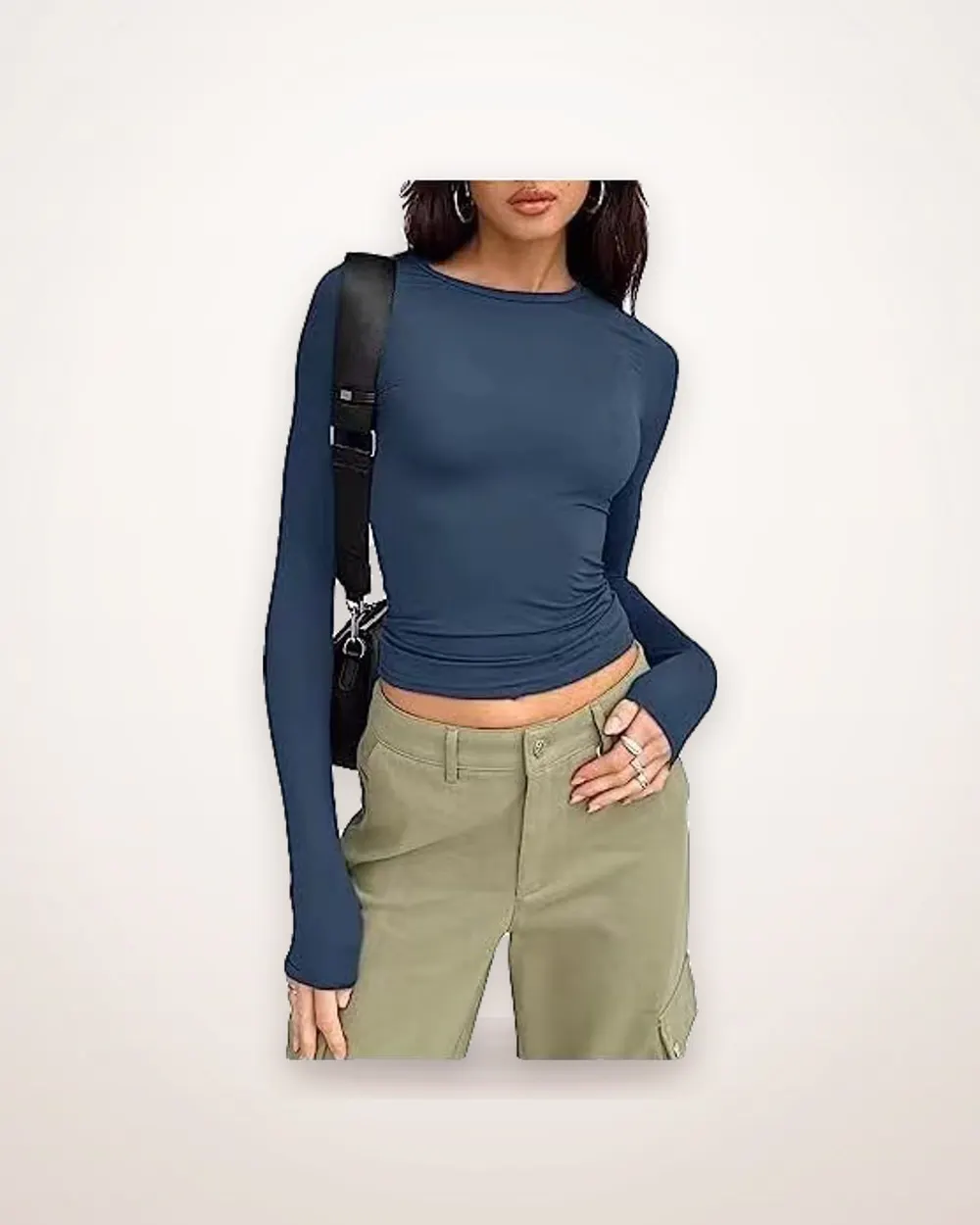 Spliced Long-Sleeve Pullover Top