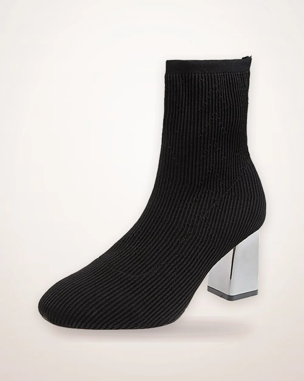 Mesh-Panel Ankle Boots with Low Block Heel