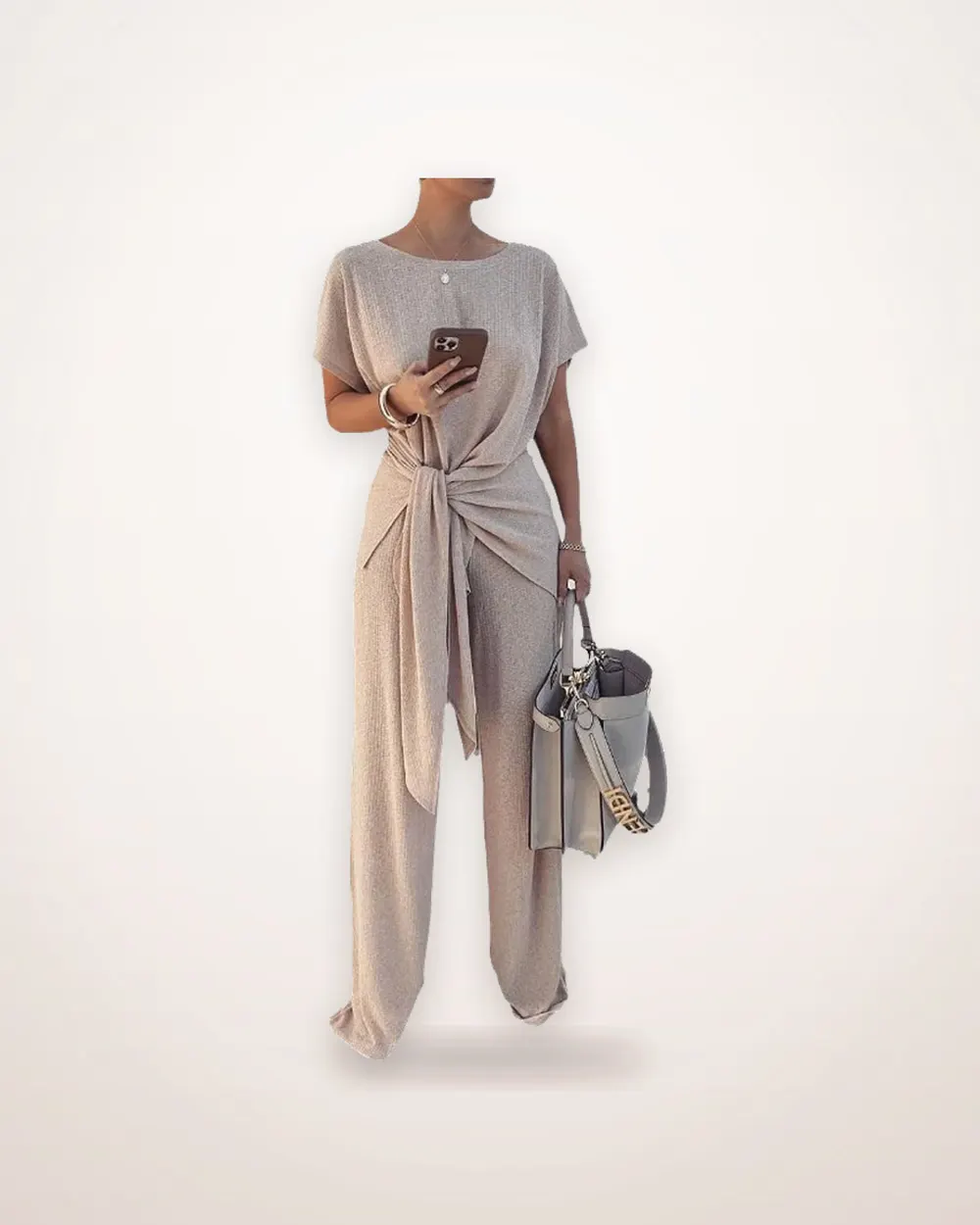 Pleated Lace-Up Jumpsuit