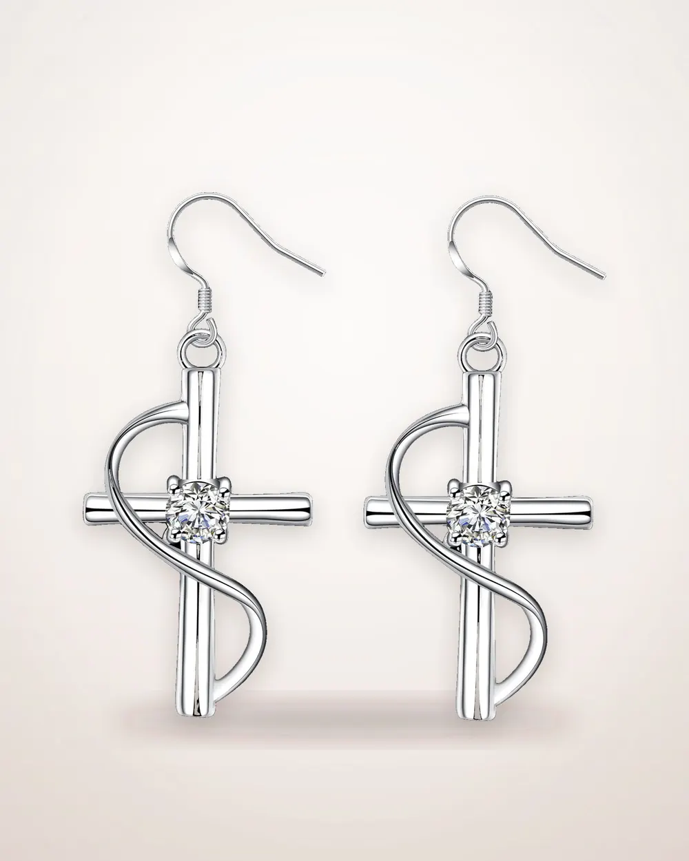 Elongated Cross Drop Earrings